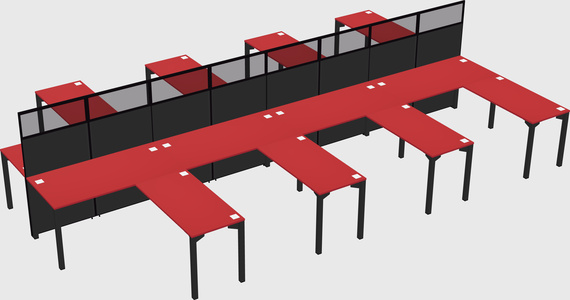 Shared l-shape cubicle