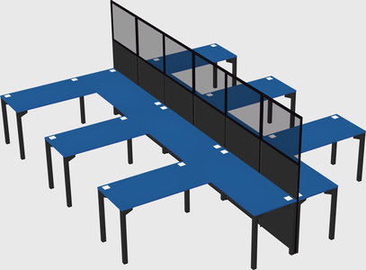 Shared l-shape cubicle