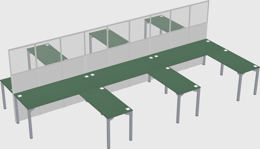 Shared l-shape cubicle