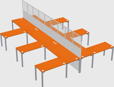 Shared l-shape cubicle