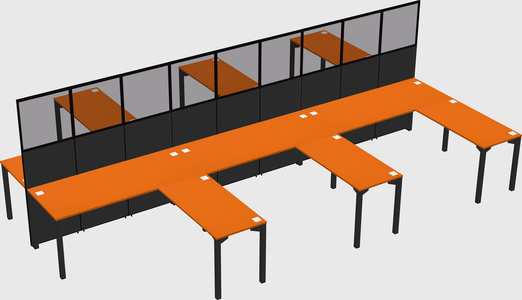 Shared l-shape cubicle