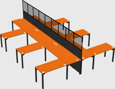 Shared l-shape cubicle