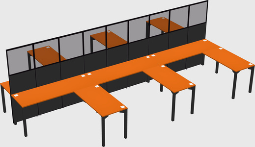 Shared l-shape cubicle