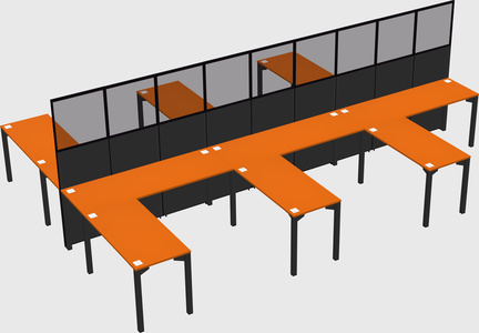 Shared l-shape cubicle