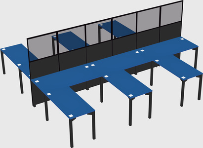 Shared l-shape cubicle
