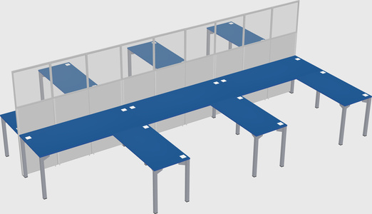 Shared l-shape cubicle