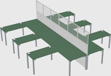 Shared l-shape cubicle