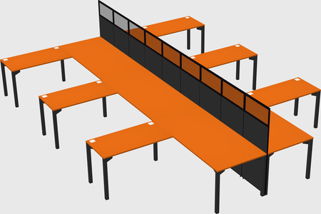 Shared l-shape cubicle