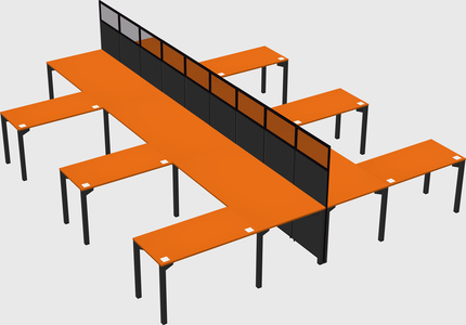 Shared l-shape cubicle