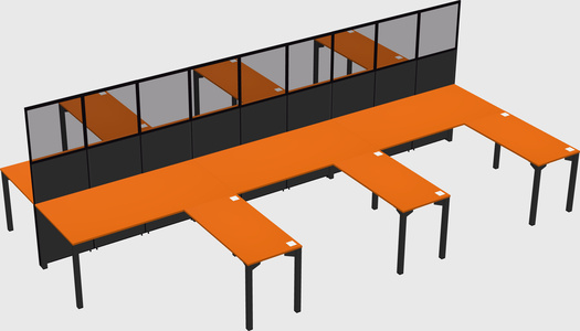 Shared l-shape cubicle