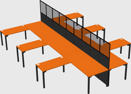 Shared l-shape cubicle