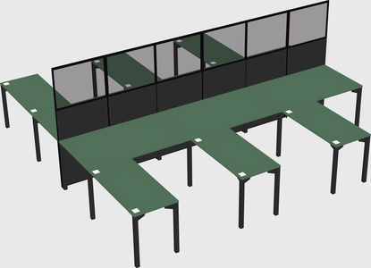 Shared l-shape cubicle