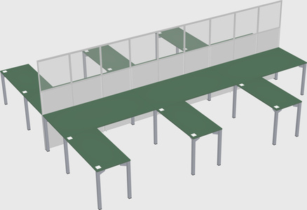 Shared l-shape cubicle