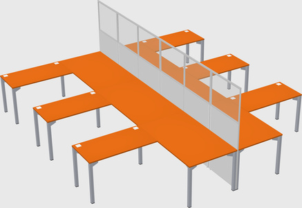 Shared l-shape cubicle