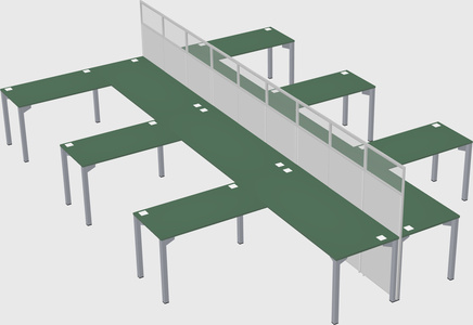 Shared l-shape cubicle