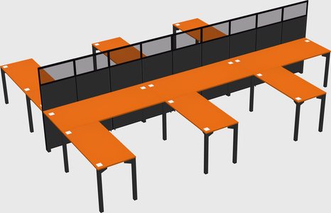 Shared l-shape cubicle