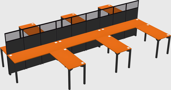 Shared l-shape cubicle