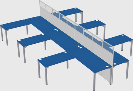 Shared l-shape cubicle
