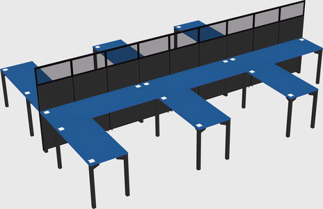 Shared l-shape cubicle