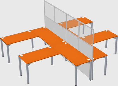Shared l-shape cubicle
