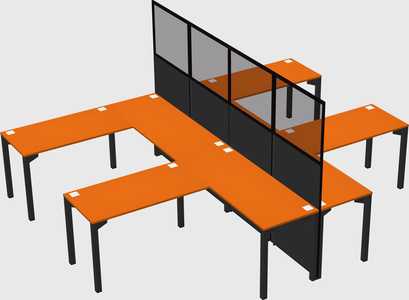 Shared l-shape cubicle