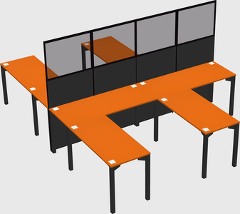 Shared l-shape cubicle