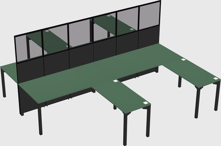 Shared l-shape cubicle