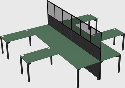 Shared l-shape cubicle