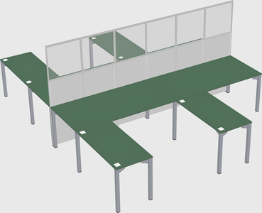 Shared l-shape cubicle