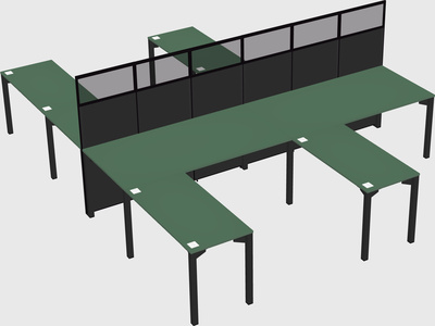 Shared l-shape cubicle