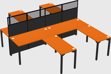 Shared l-shape cubicle