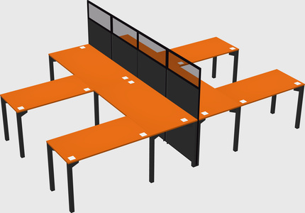 Shared l-shape cubicle
