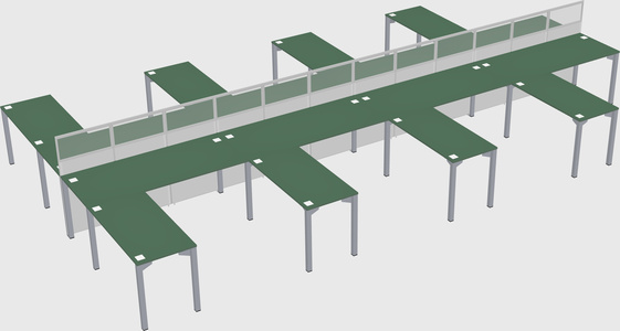 Shared l-shape cubicle