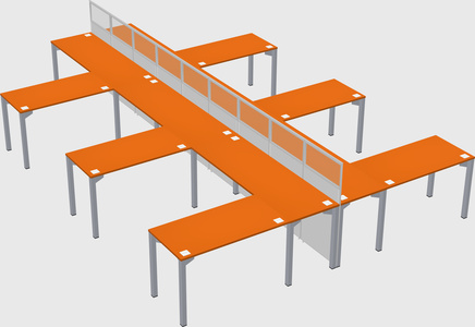 Shared l-shape cubicle