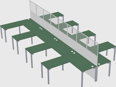 Shared l-shape cubicle