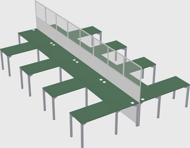 Shared l-shape cubicle