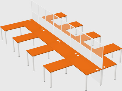 Shared l-shape cubicle