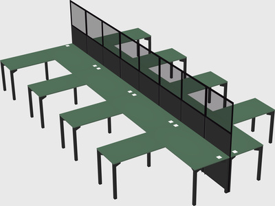 Shared l-shape cubicle