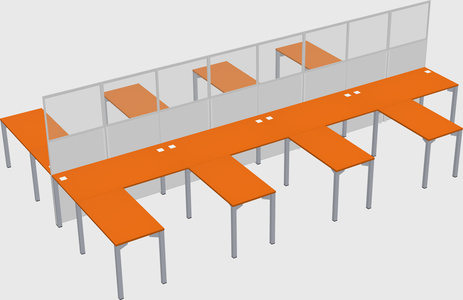 Shared l-shape cubicle