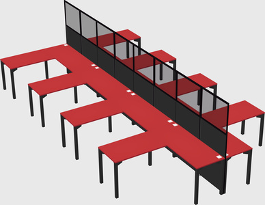 Shared l-shape cubicle