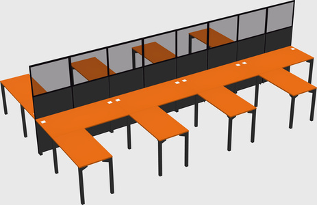 Shared l-shape cubicle