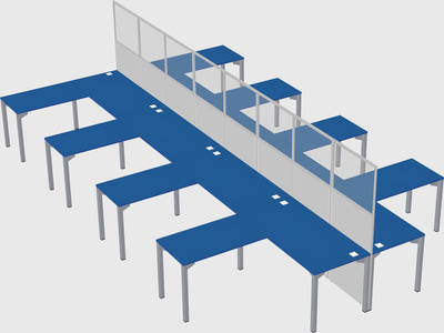 Shared l-shape cubicle