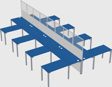 Shared l-shape cubicle