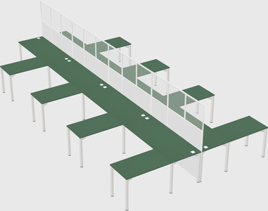 Shared l-shape cubicle