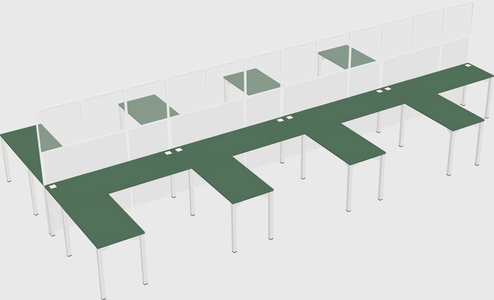 Shared l-shape cubicle