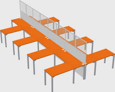 Shared l-shape cubicle