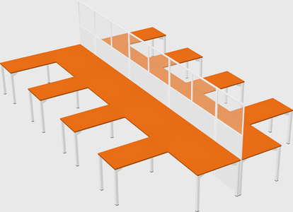 Shared l-shape cubicle