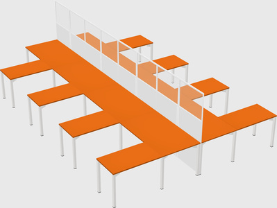 Shared l-shape cubicle