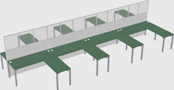 Shared l-shape cubicle