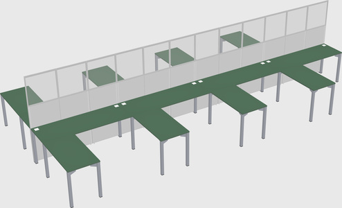 Shared l-shape cubicle